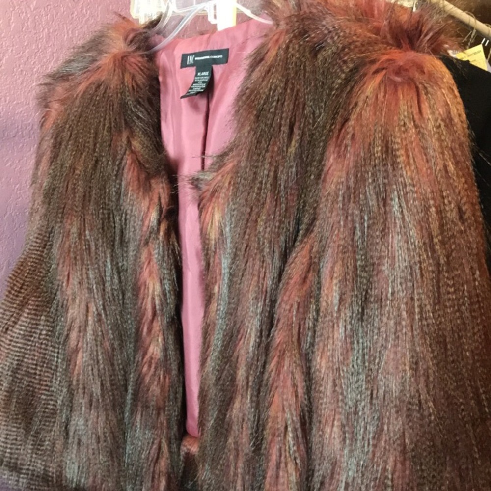 INC faux multicolored furr